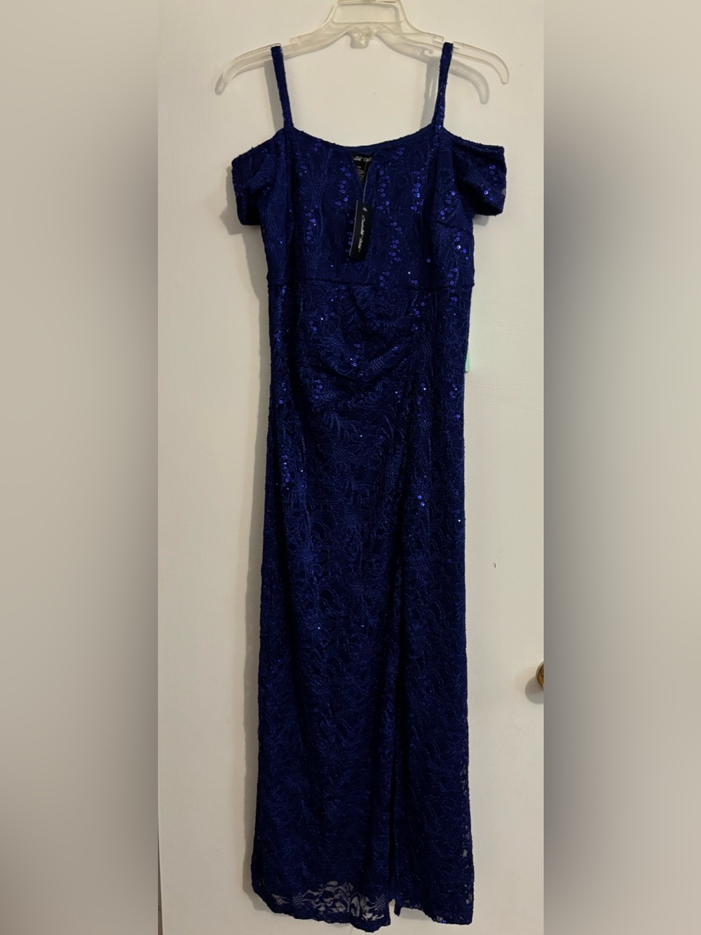 Off-Shoulder Royal Blue Maxi Evening Dress